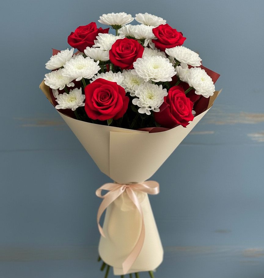 Букет цветов из: Розы и Хризантемы в Альметьевске