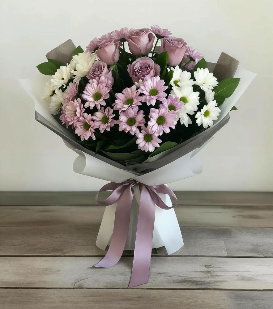 Букет цветов из: Хризантемы и Розы в Альметьевске