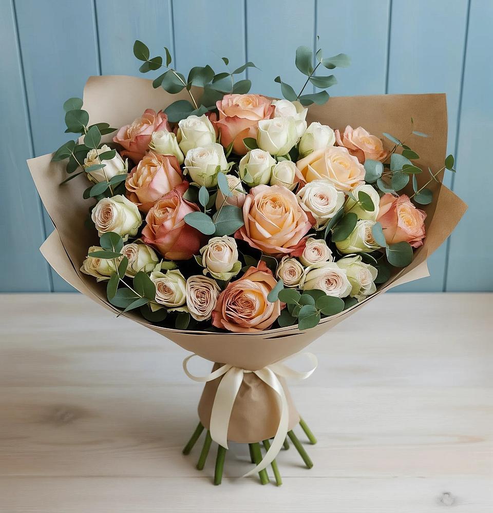 Букет цветов из: Альстромерии и Розы в Альметьевске