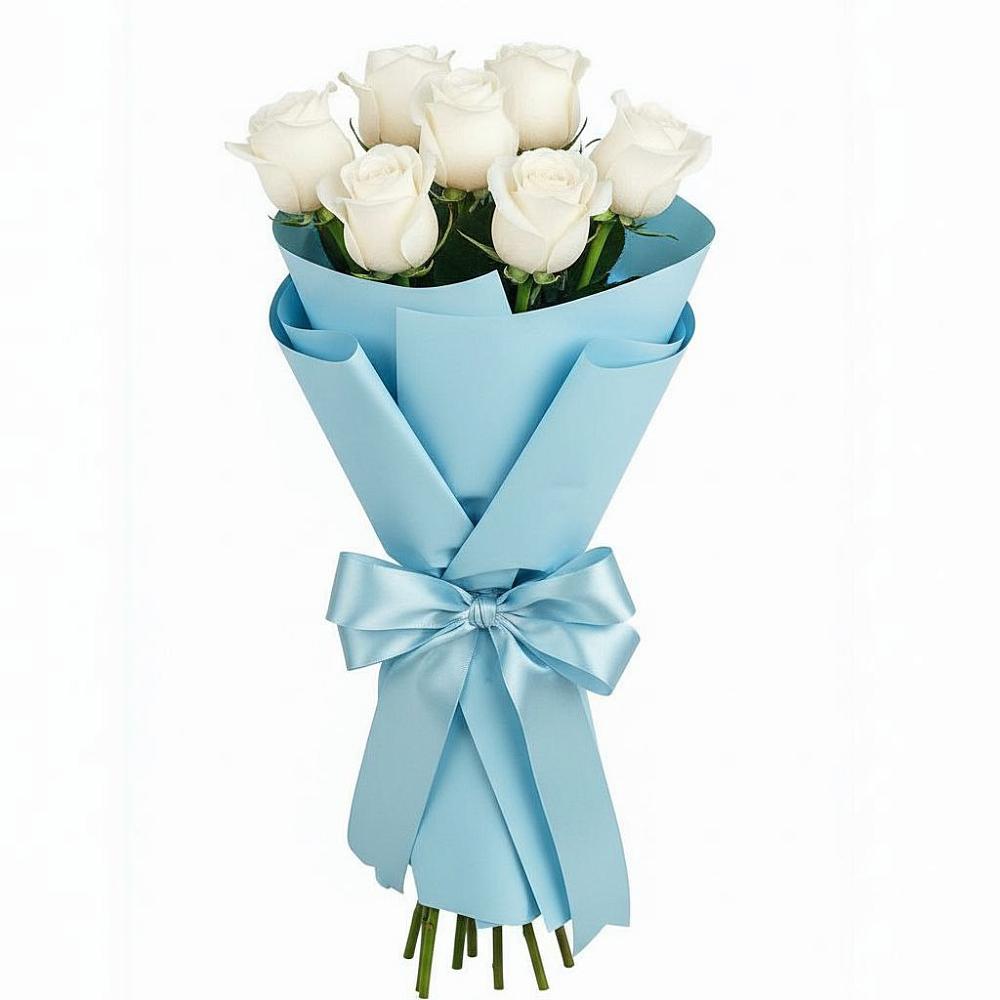 Букет 7 белых роз Проуд в Альметьевске
