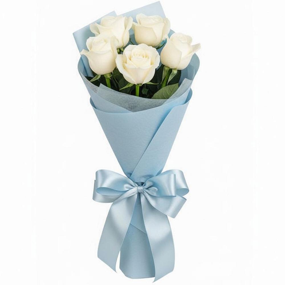 Букет 5 Белых роз Проуд в Альметьевске