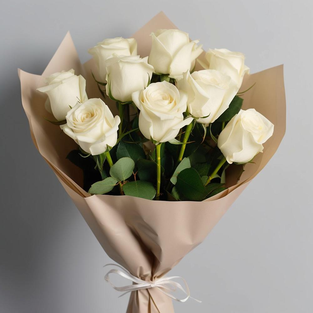 Букет 9 Белых роз Эдлесс Лав в Альметьевске