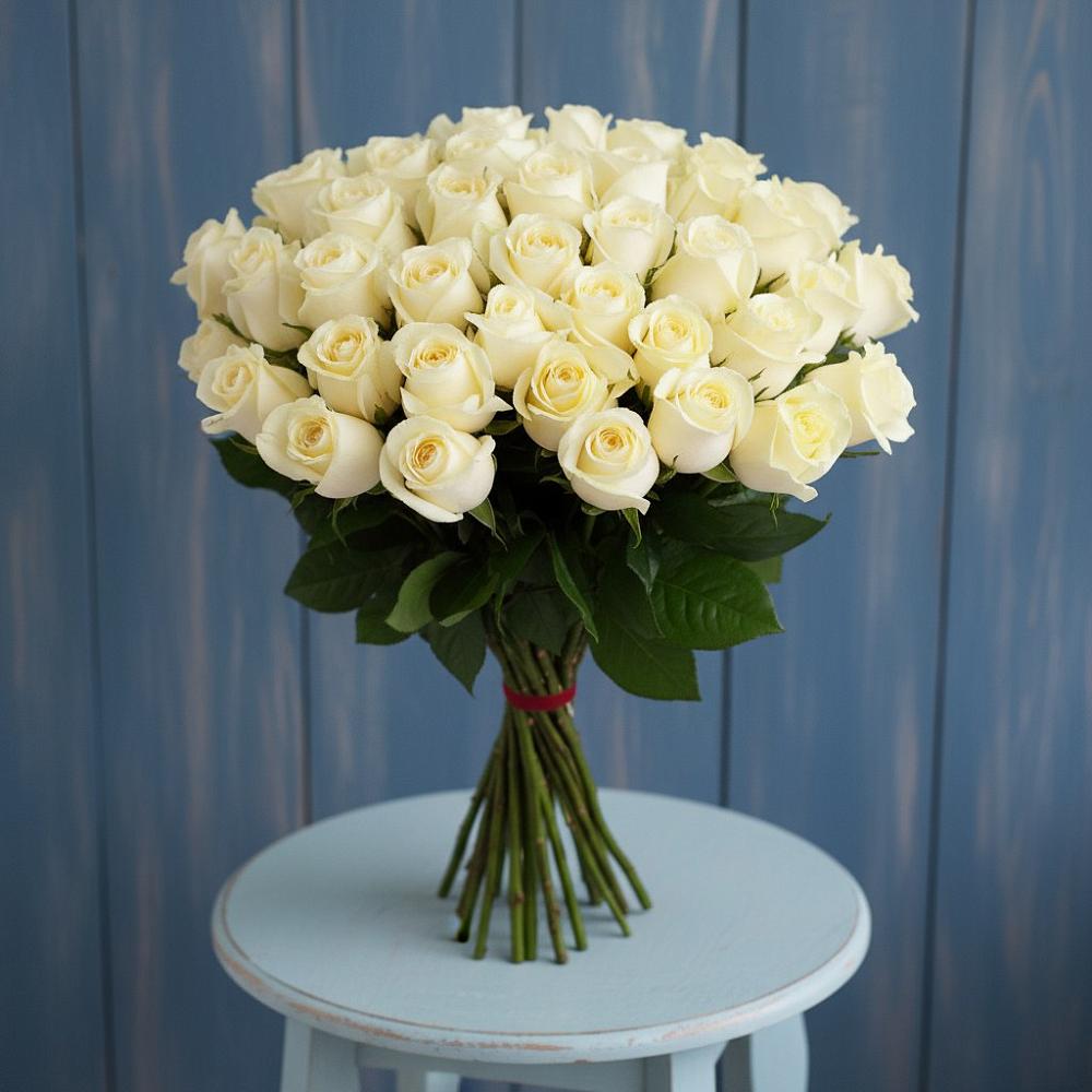 Букет 51 Белая роза Эдлесс Лав в Альметьевске