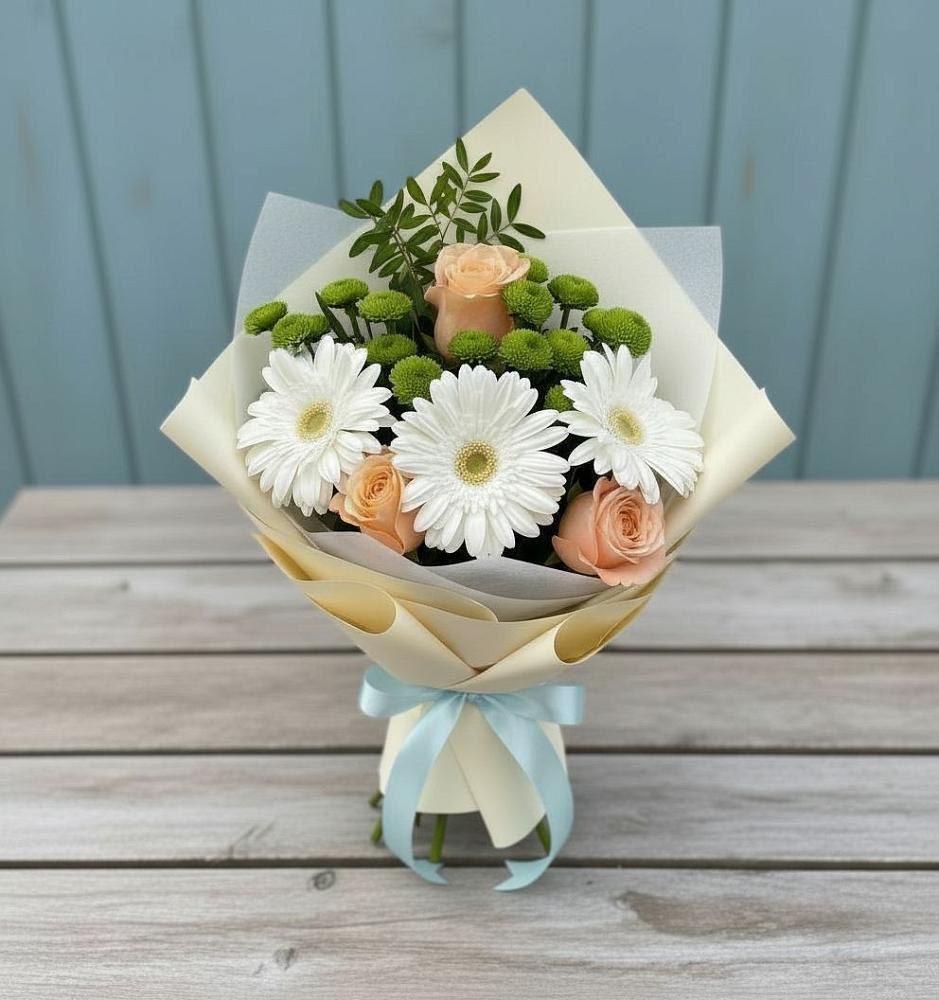 Букет цветов из: Герберы, Розы и Хризантемы в Альметьевске