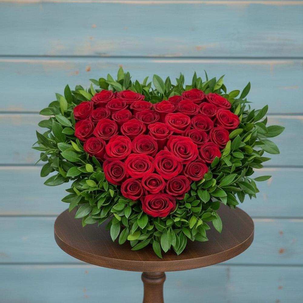 Цветочная композиция из Розы в виде сердца в Альметьевске