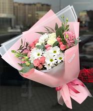 Букет цветов из:  Розы, Лизиантусы и Хризантемы в Альметьевске