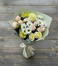 Букет цветов из:  Альстромерии, Розы и Хризантемы в Альметьевске