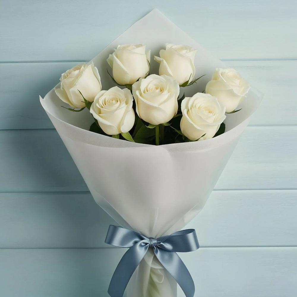 Букет 7 Белых роз Эдлесс Лав в Альметьевске